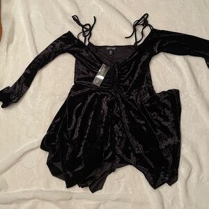 NWT Dolls Kill Current Mood F is for Fairies black velvet dress XXL